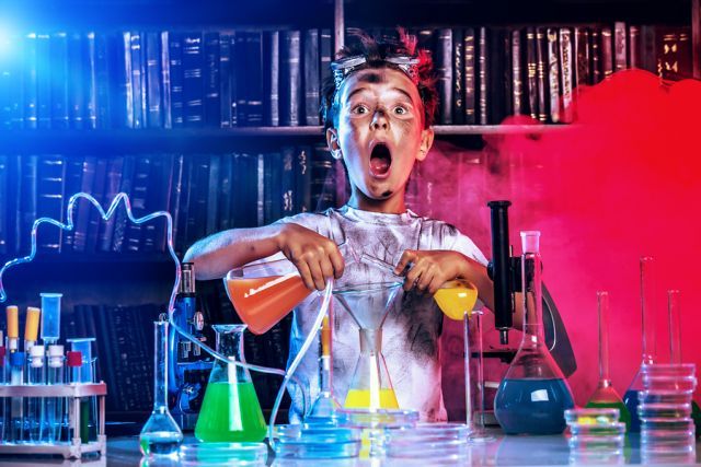 bigstock A boy doing experiments in the 98678306