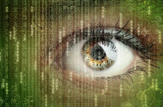 bigstock Womans eye with futuristic dig 116296199