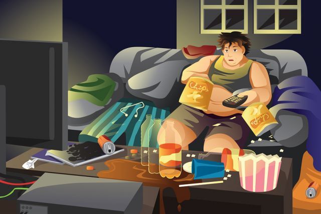 bigstock Lazy Man Eating Potato Chips A 84056525