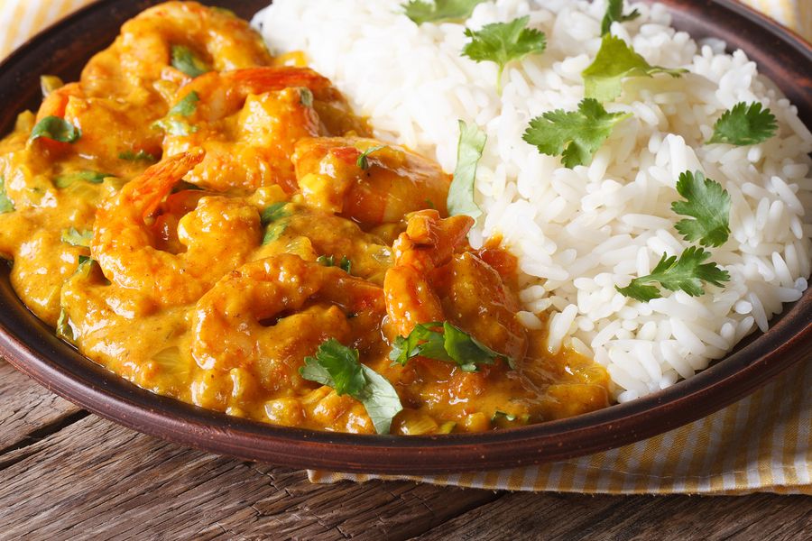 bigstock Shrimps In Curry Sauce With Ri 81496910