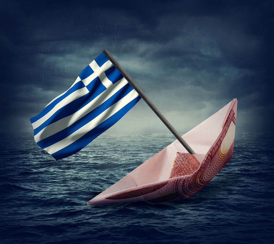 bigstock Sinking euro ship with a flag 94281401