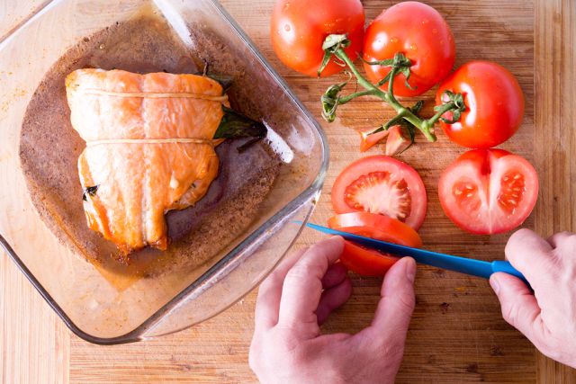 bigstock Chef Preparing A Gourmet Salmo 88980584