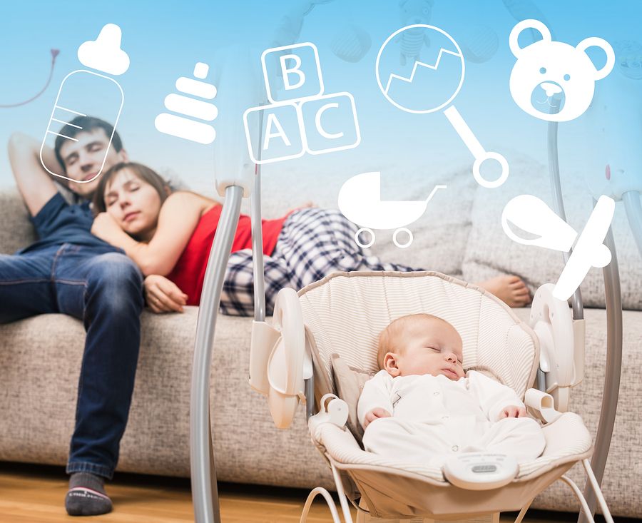 bigstock Newborn sleeping in baby swing 116576582