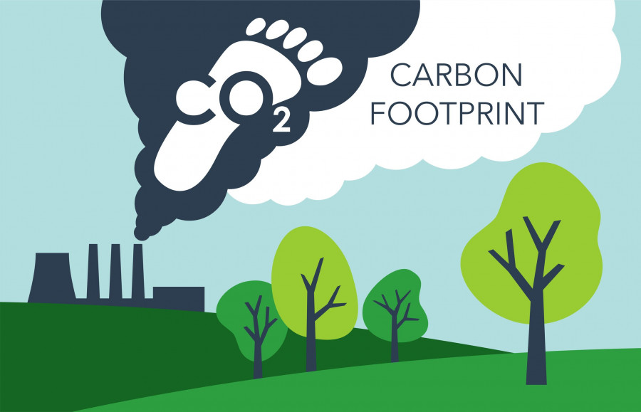 Co2 Emissions - Footprint Of Carbon Dioxide Air Pollution Of Industry. Environmental Footprint With