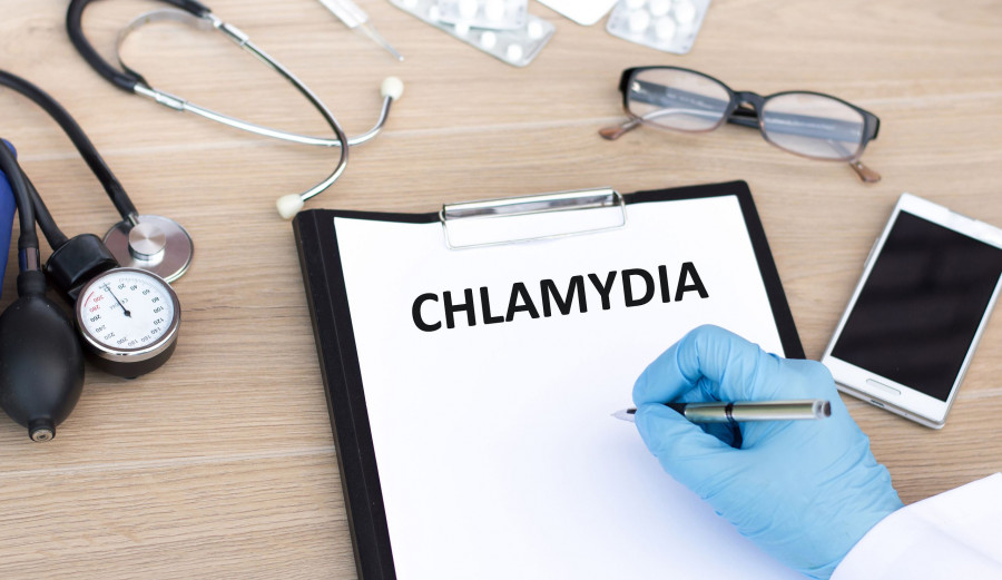 Paper With Text Chlamydia And Doctor Hand, Medical Concept